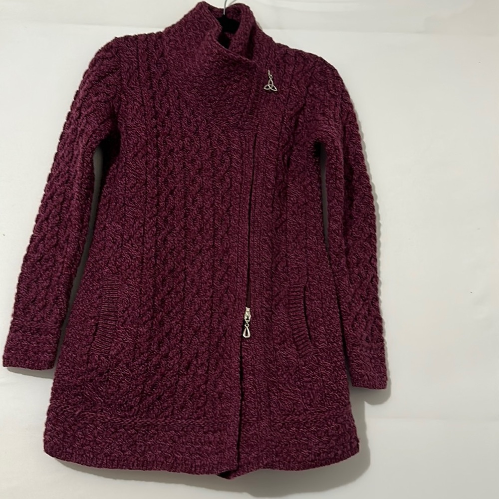 Aran Crafts Knit 100% merino wool cardigan/jacket
